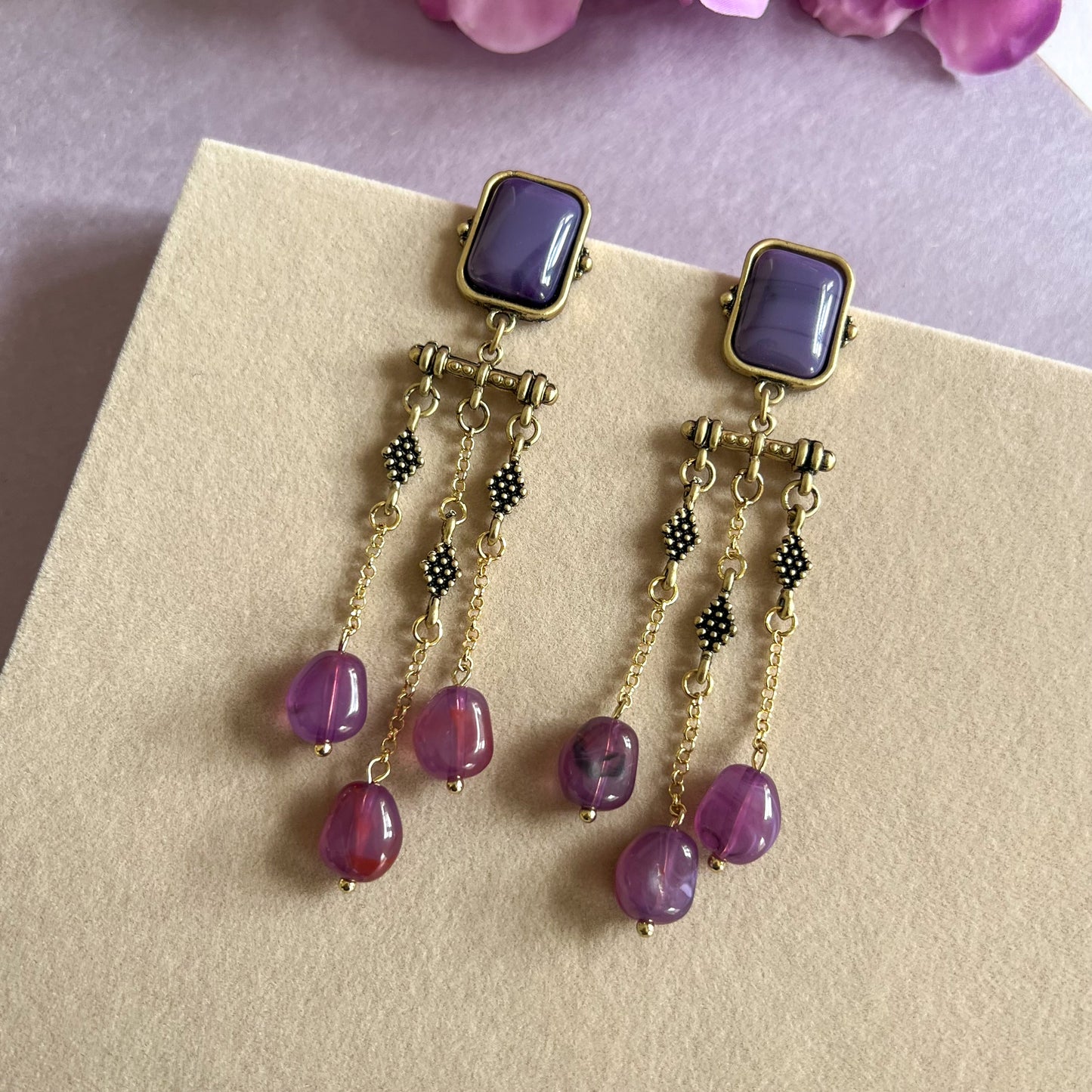 Purple Royale Tassel Earrings