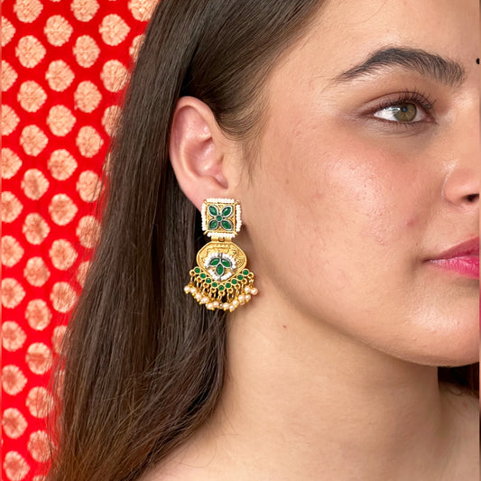 Meenakshi Green Temple Earrings