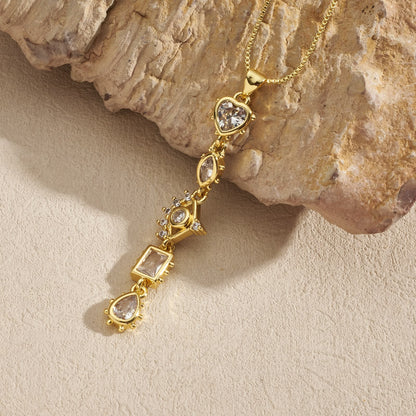 Gilded Gemstone Cascade Necklace