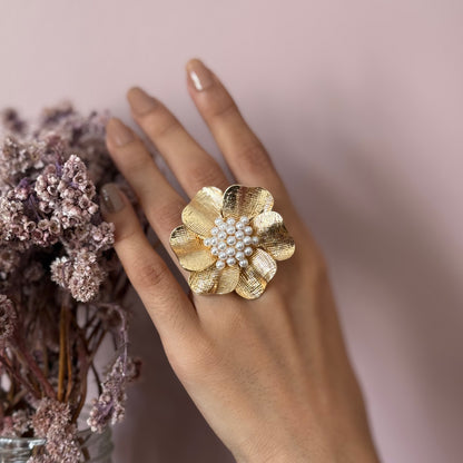 Golden Bloom Statement Ring