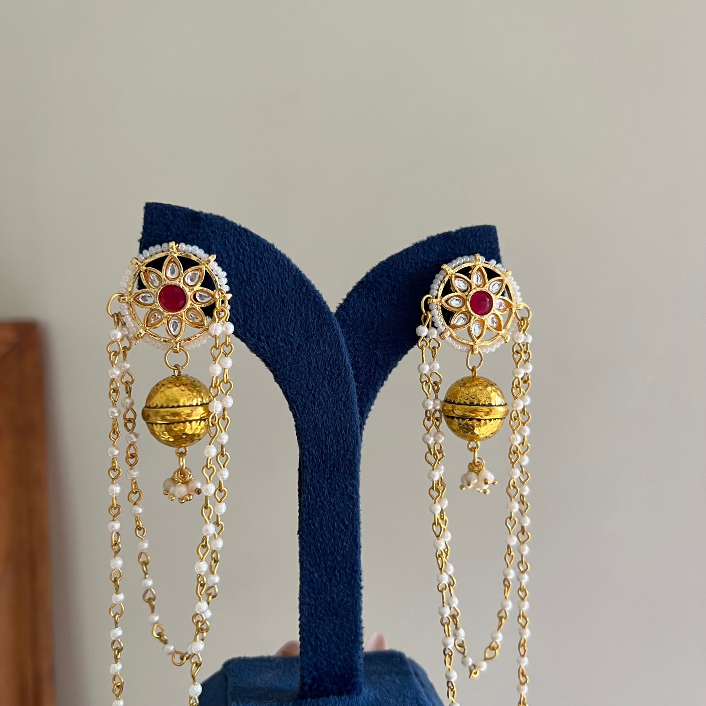 Ruby Floral Multi-Chain Earrings