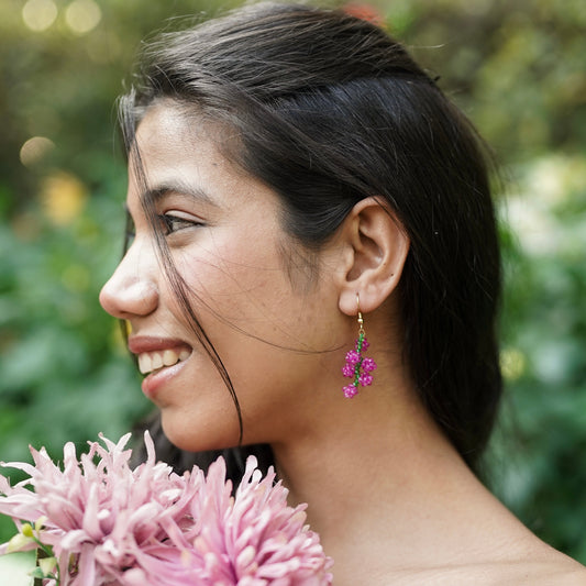 Grape Wine Handmade Beaded Earrings