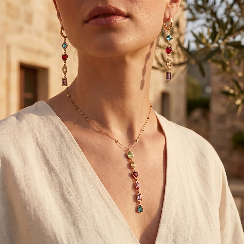 Rainbow Drop Y Necklace