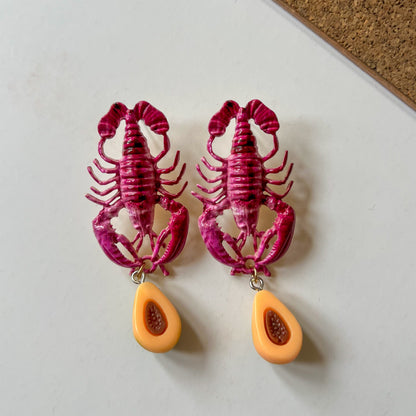Lobster & Papaya Drop Earrings