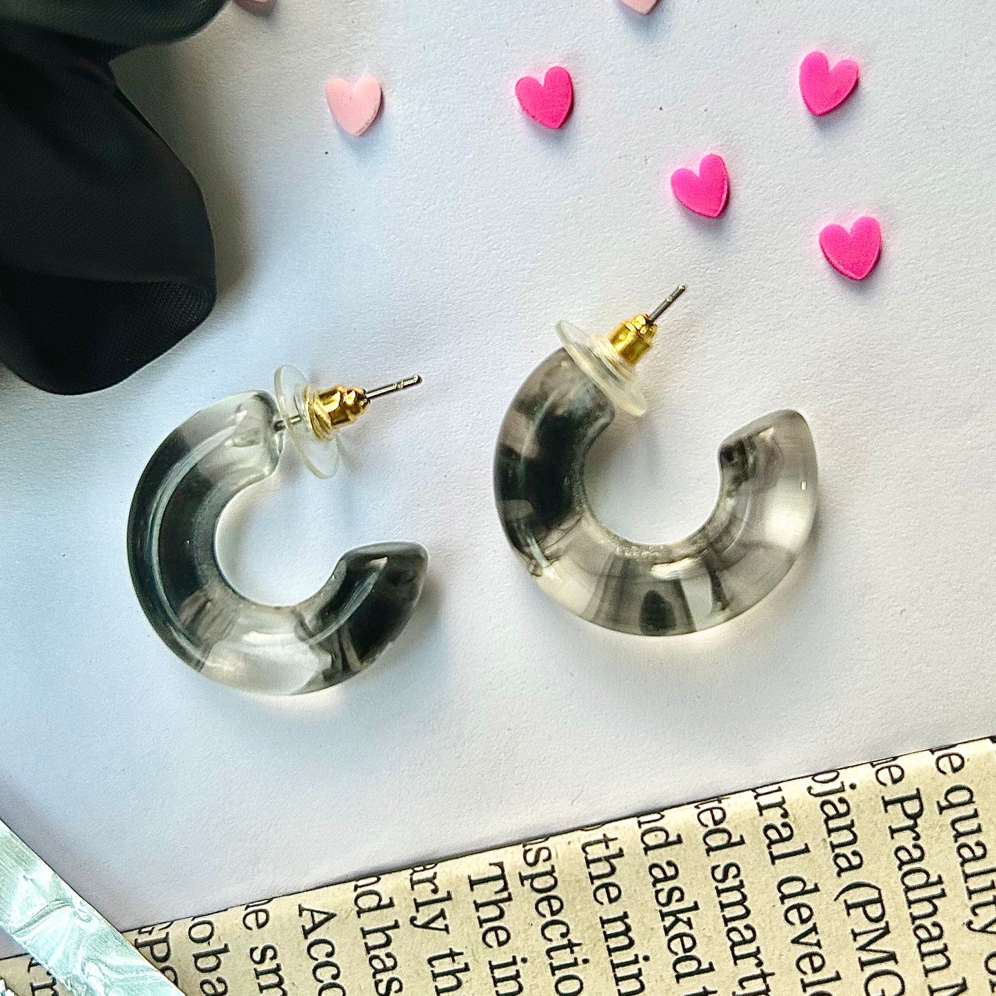 Love child Black Resin Earrings