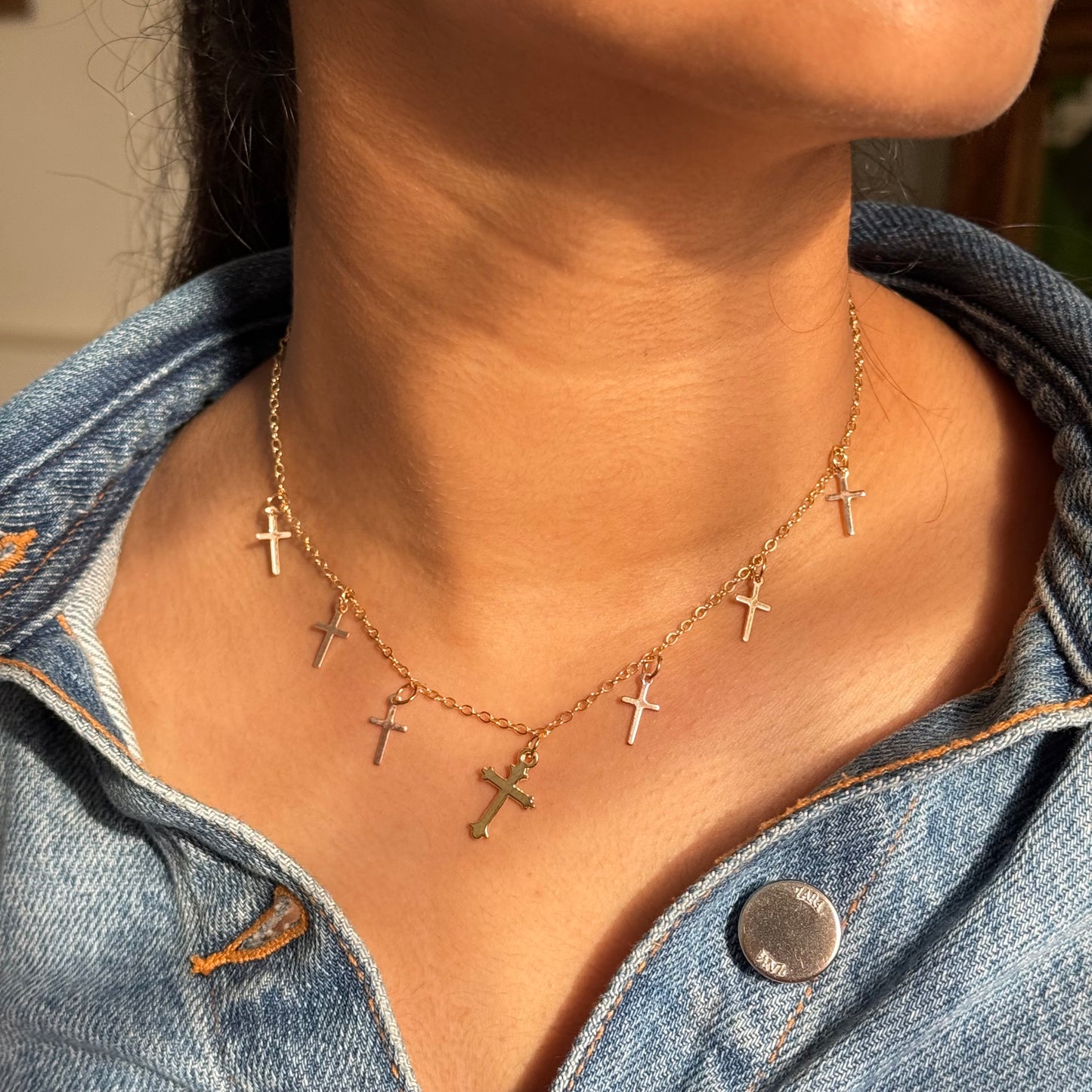 Celeste Cross Metal Necklace