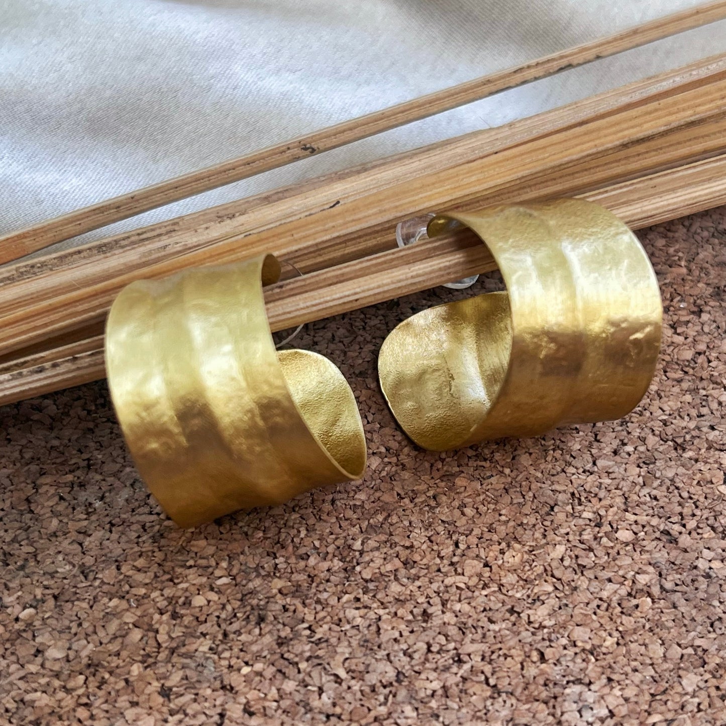 Hannah Handmade Brass Hoops