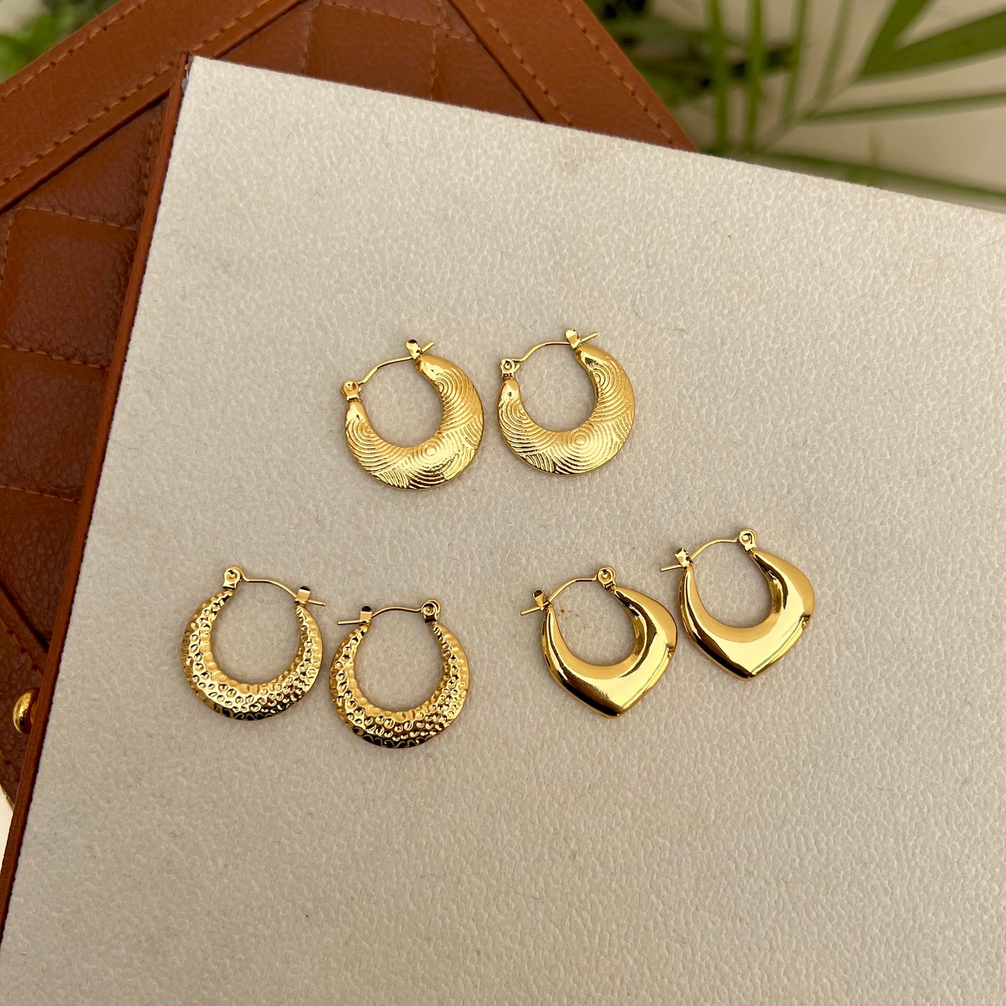 Boho Glam Gold Plated Metal Hoops