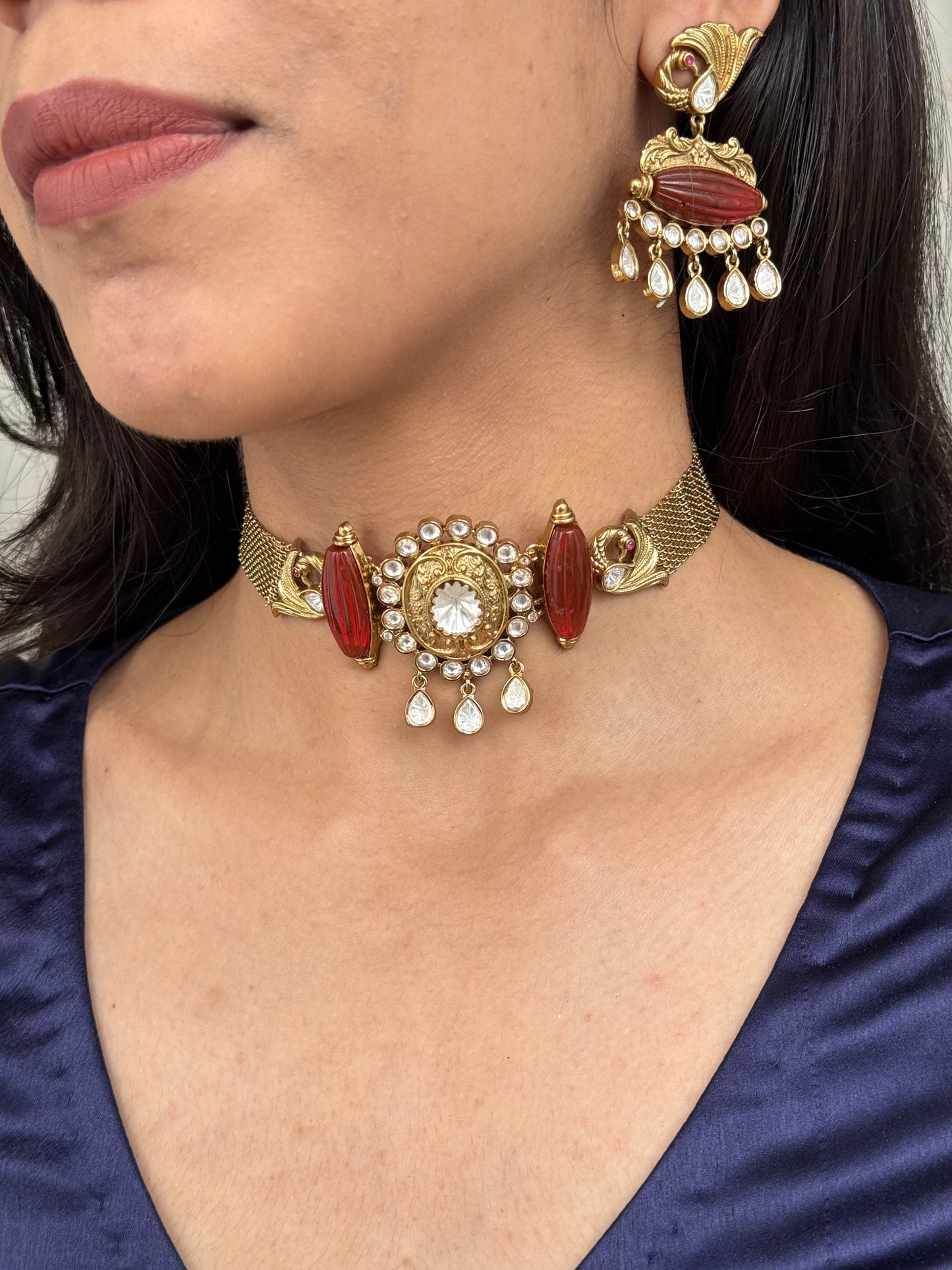Malika Antique Kundan Necklace Set