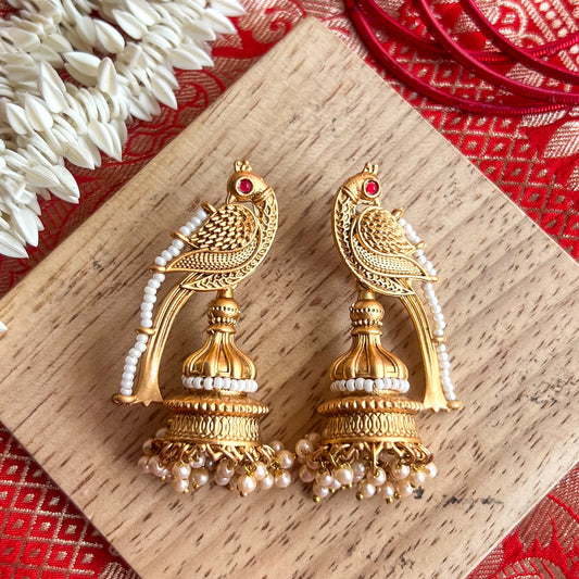 Revati Red Temple Earrings