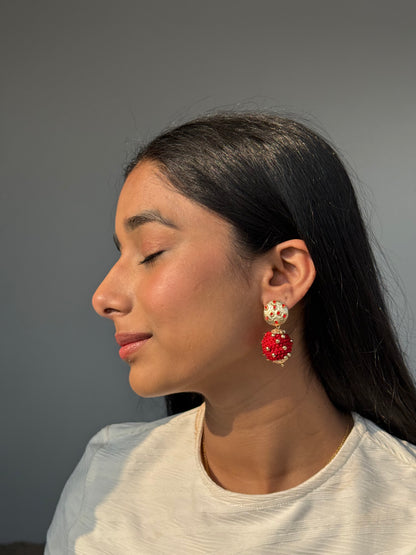 Helen Red+Gold Drop Earring