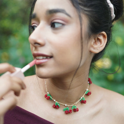 Cherry Pearl Handmade Beaded Necklace