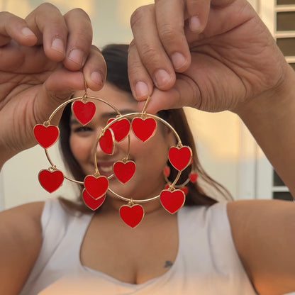 Ferris Wheel Heart Charm Hoops