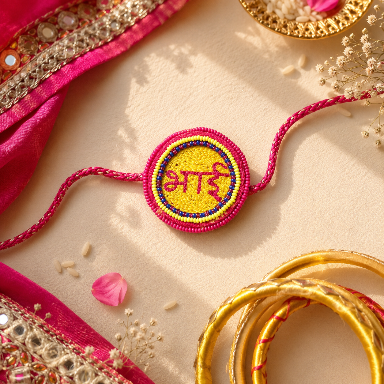 Bhai Handmade Beaded Rakhi (Hindi)