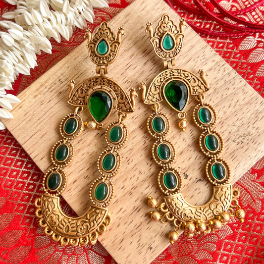 Devika Green Temple Earrings