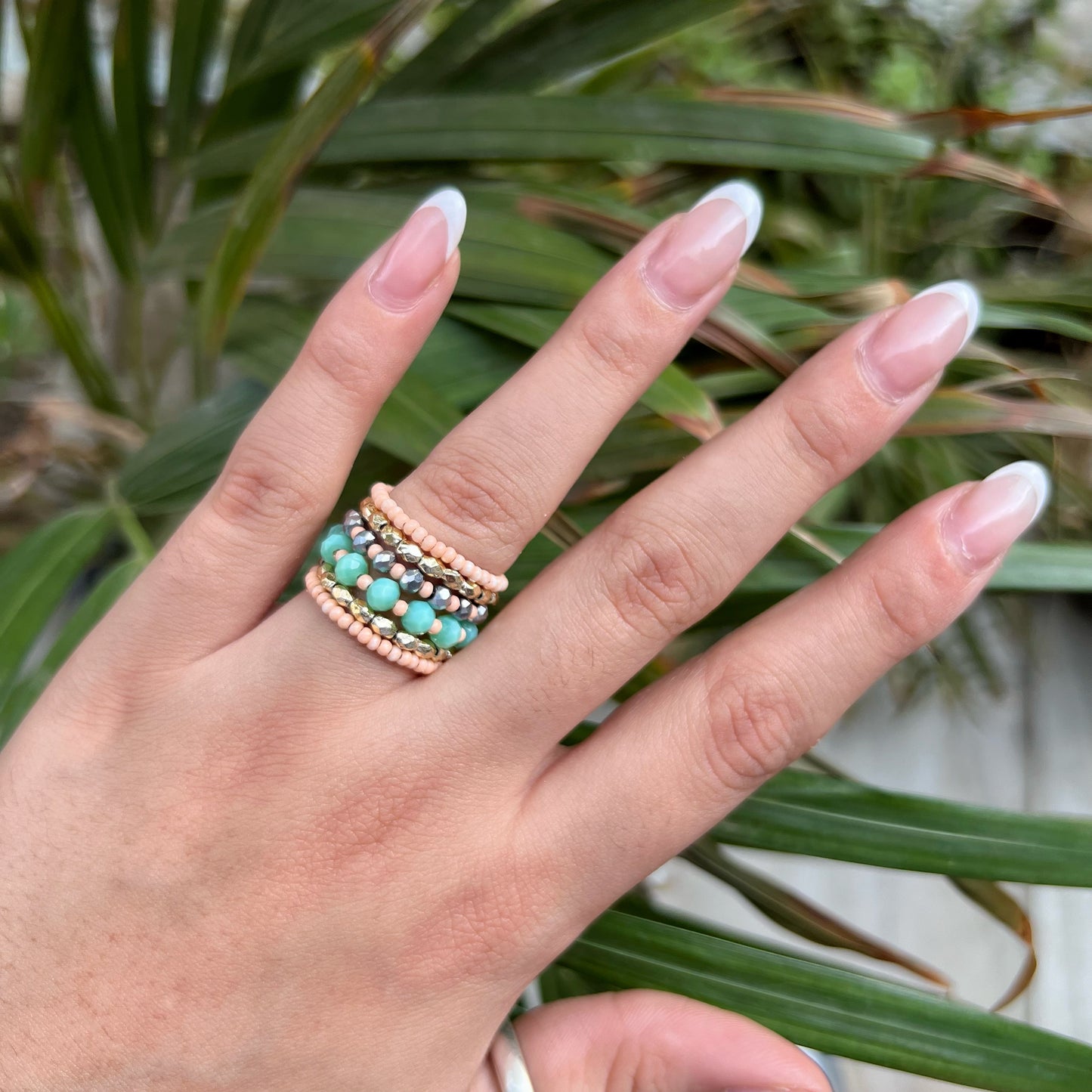 Peach Multi Beaded Rings