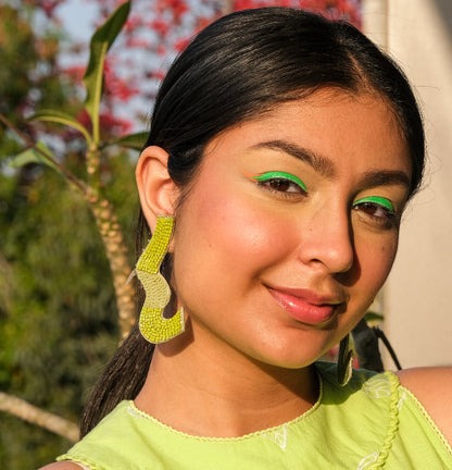 Frida - Green Handmade Beaded Earrings