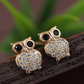 Gold Plated Owl Shaped Cubic Zirconia Studs