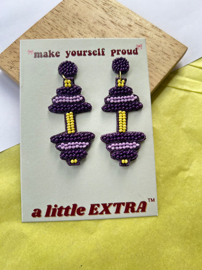 Gym Freak Dumbell Purple Earrings