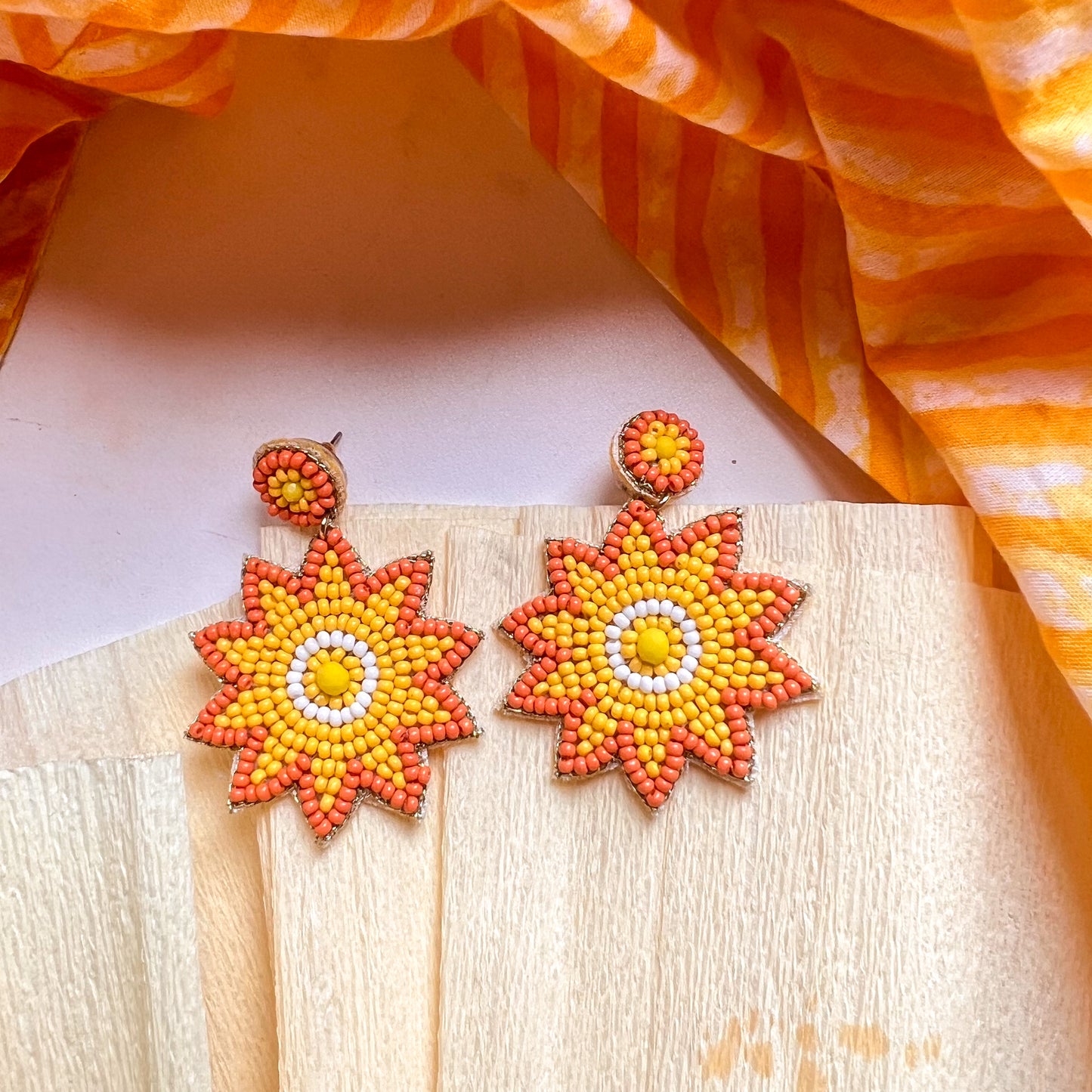 Sun Handmade Beaded Earrings