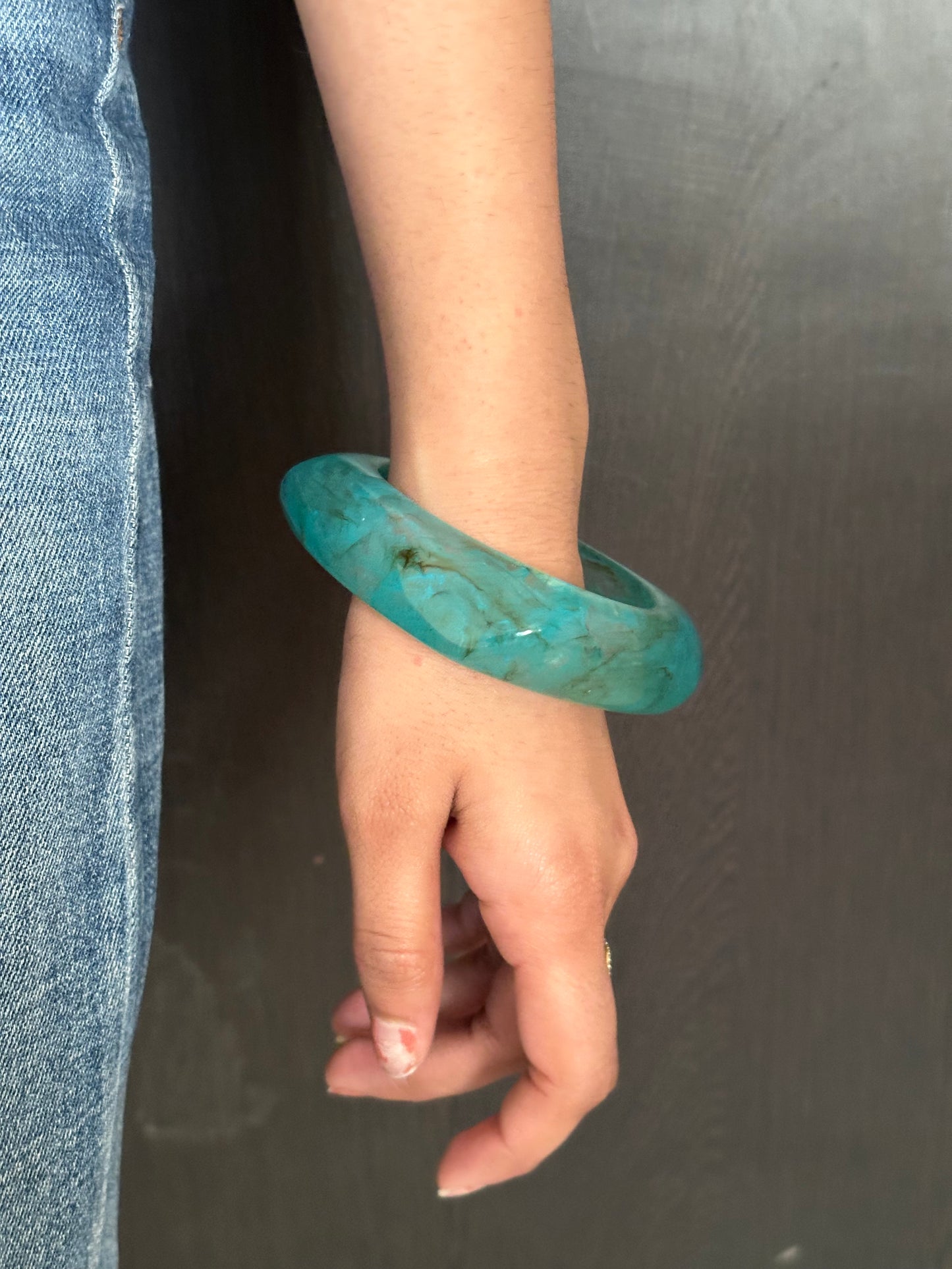 Green Resin Square Bangle