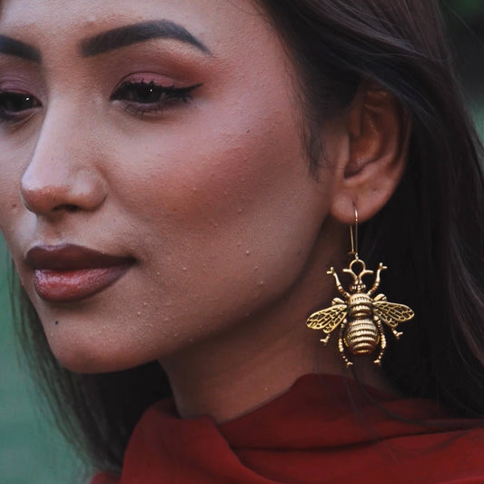 Golden Bee Metal Earrings