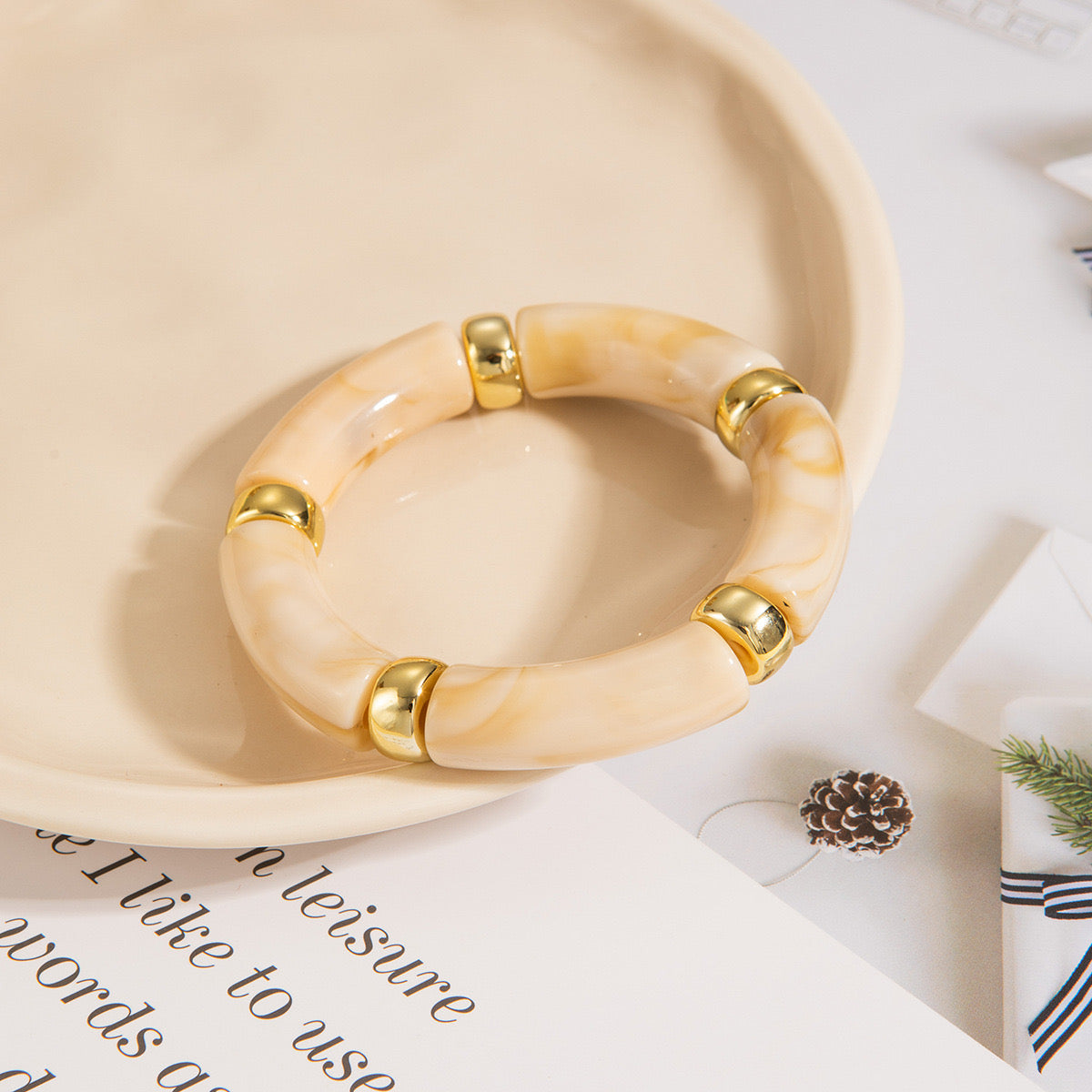 Cream Viral Retro Acrylic Bracelet Set PRE ORDER
