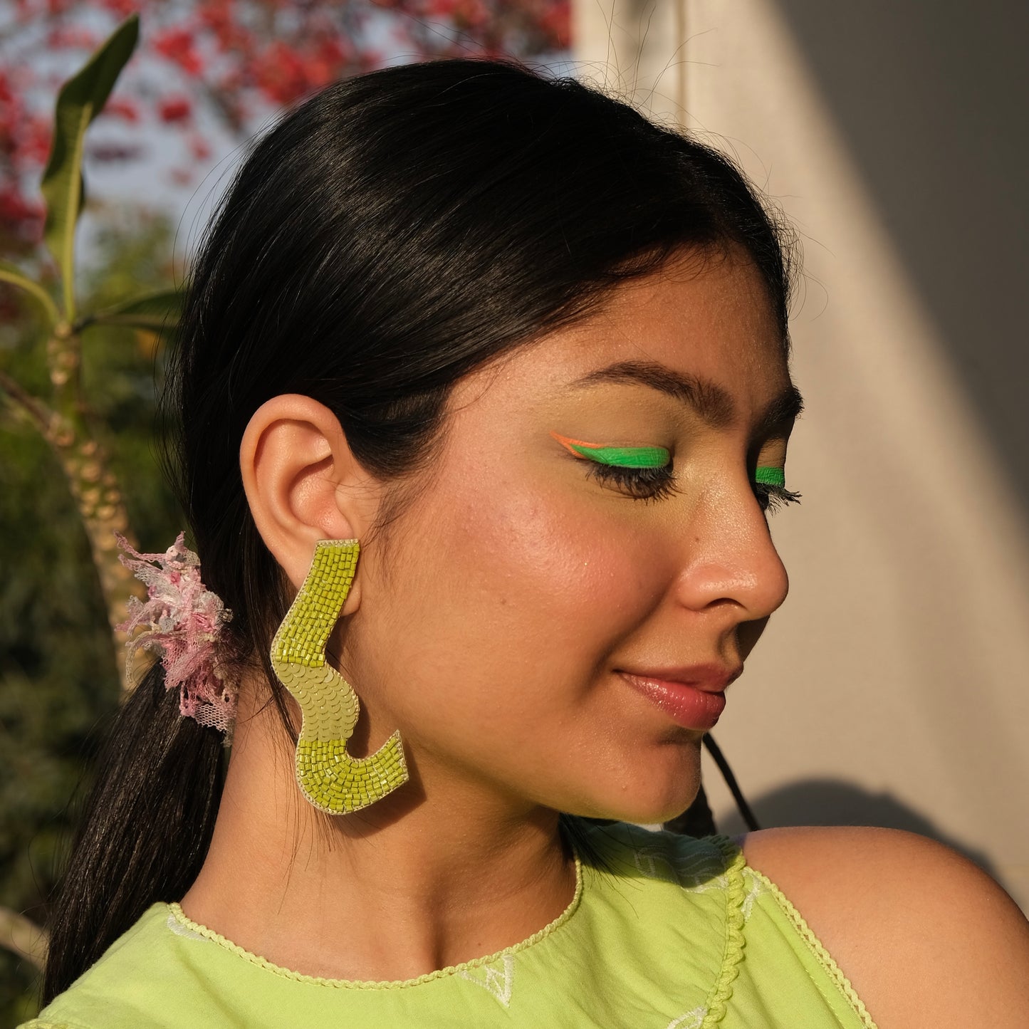 Frida - Green Handmade Beaded Earrings