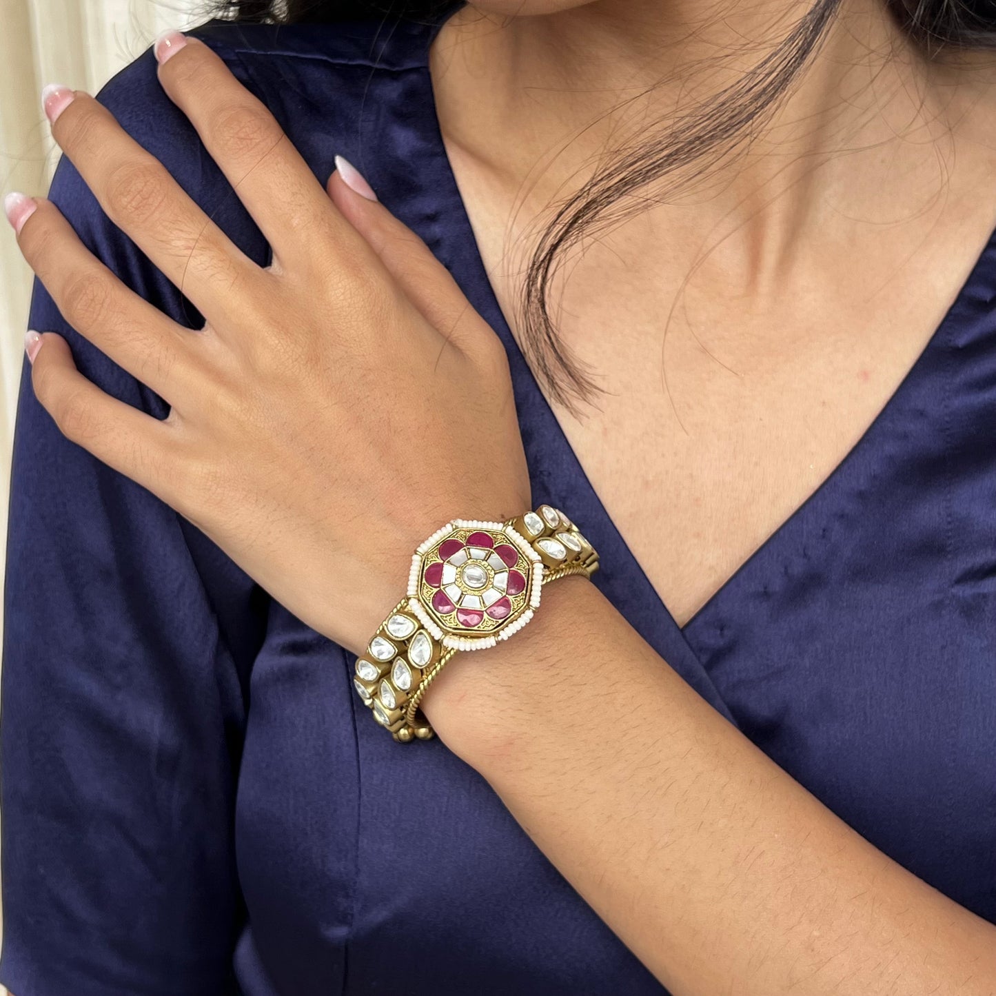 Rangrez Floral Kundan HandCuff