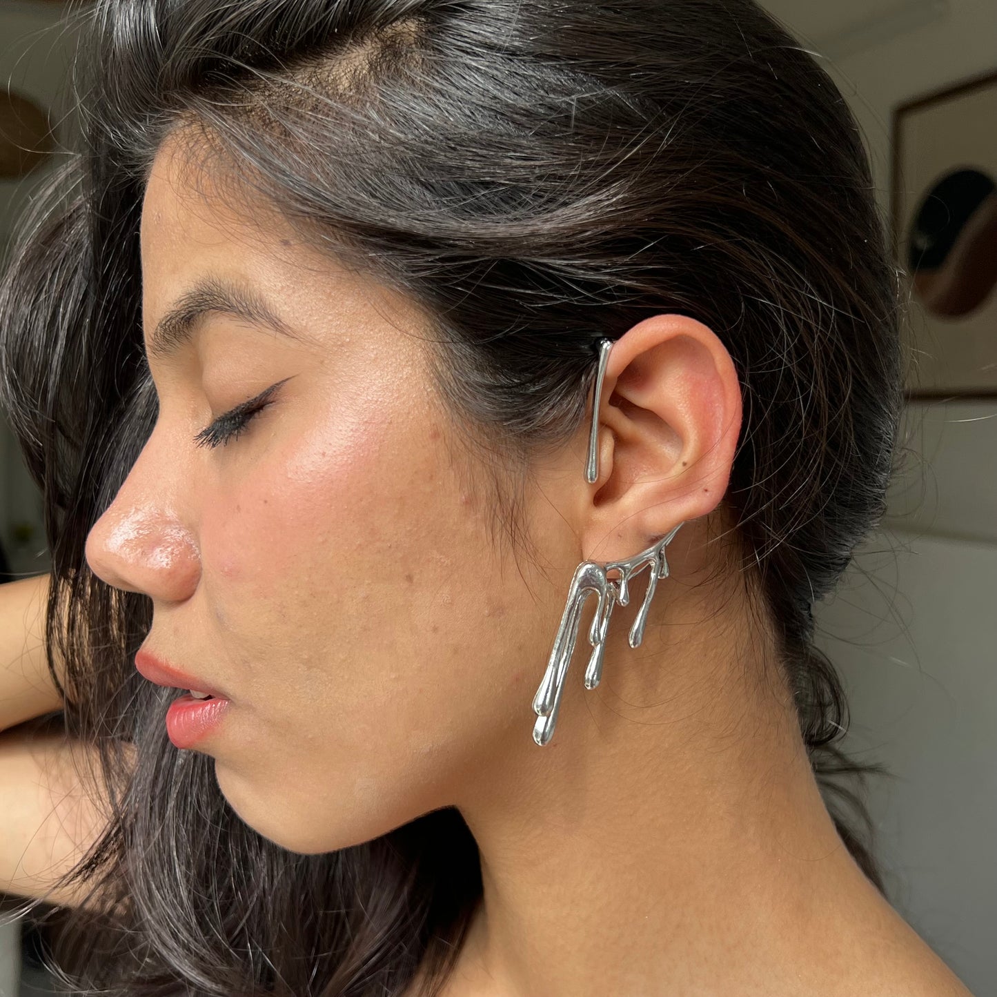 Molten Silver One-Side Ear Cuff