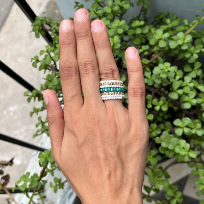 White Multi Spiral Beaded Ring