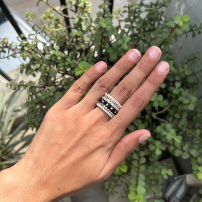 White Spiral Multi beaded rings