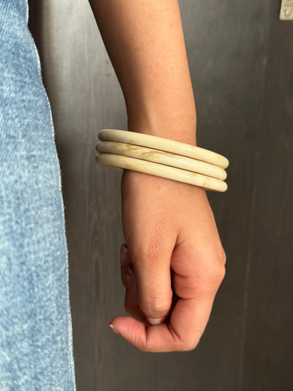 White Resin Bangles