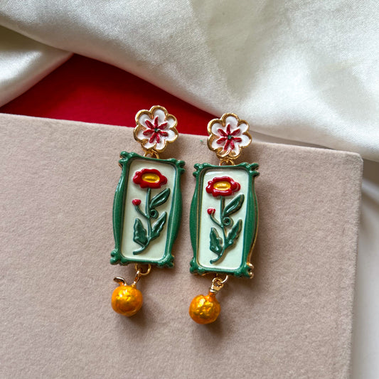 Bloom Frame Drop Earrings