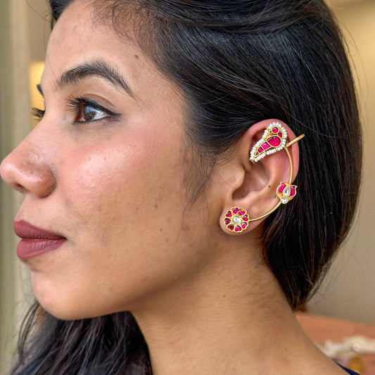 Phoolkari Kundan Ear Cuffs