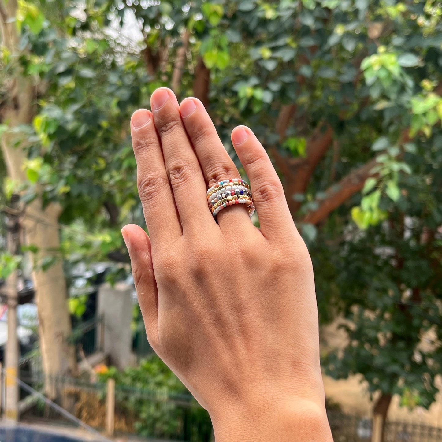 Pastel Multi Spiral Beaded Ring