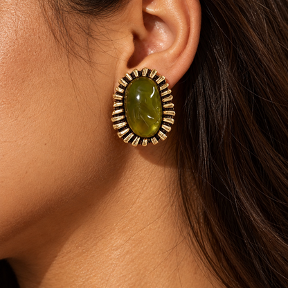 Olive Aura Studs