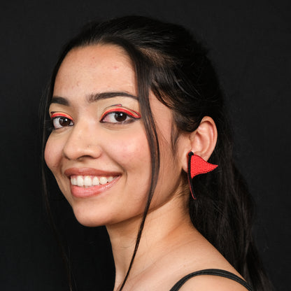 Red Flag Handmade Beaded Earrings