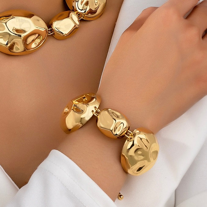 Geometric Gold Bold Statement Bracelet