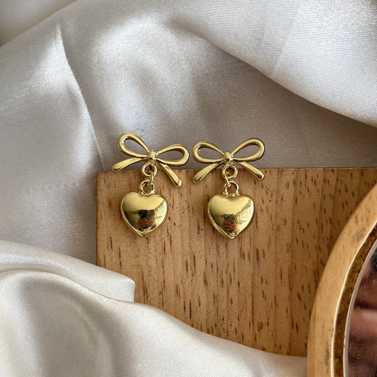 Bow Heart Alloy Drop Earring