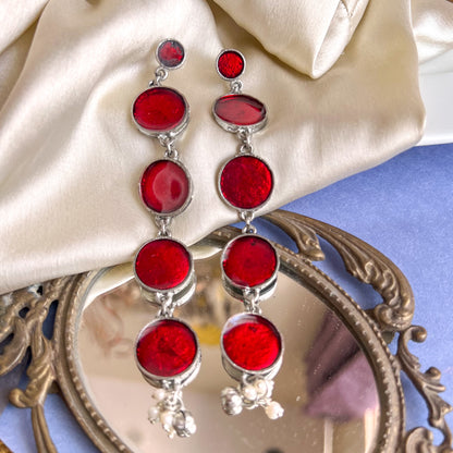 Junagarh Red Dangling Earrings