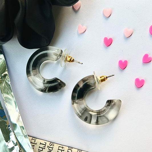 Love child Black Resin Earrings