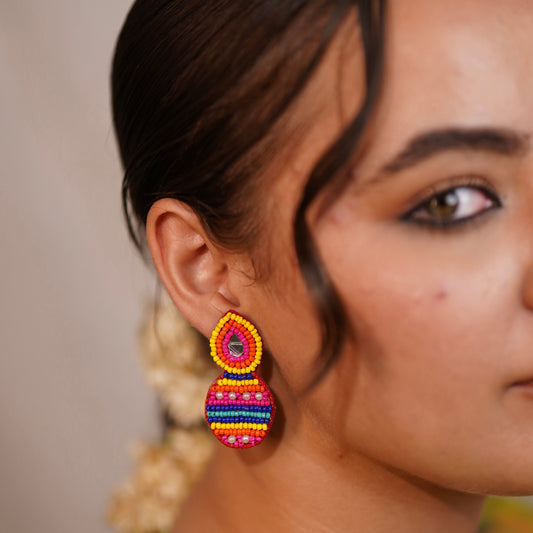 Nitya Multicolour Handmade Beaded Earrings