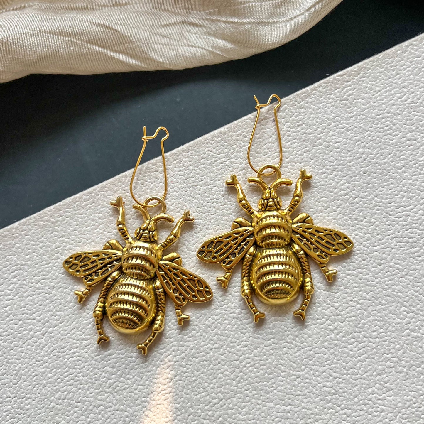 Golden Bee Metal Earrings