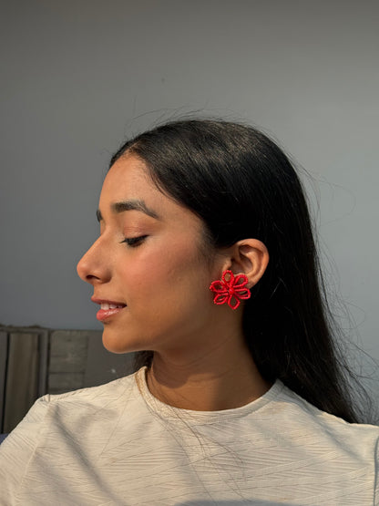 Bebo Red Flower Stud