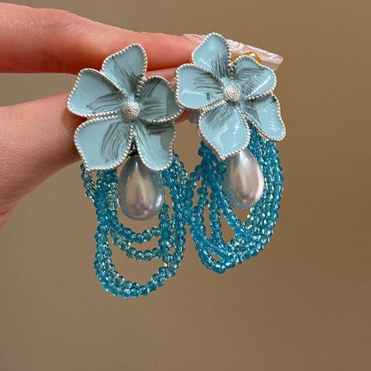Aqua Bloom Cascade Earrings