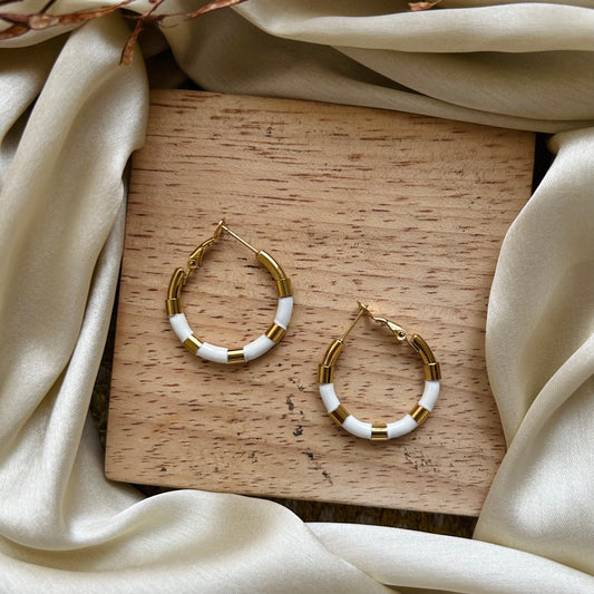 Elsa White Gold Metal Earrings