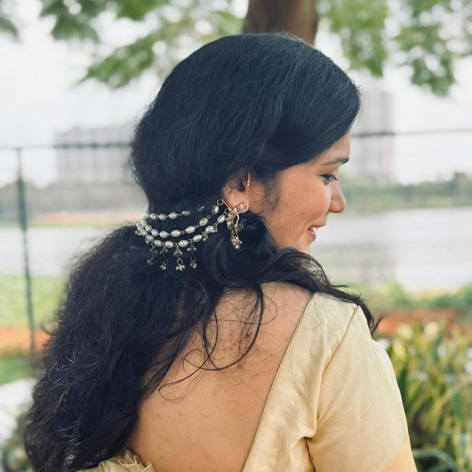 Noor Pearl Hair Chain – No Piercing Required PRE ORDER