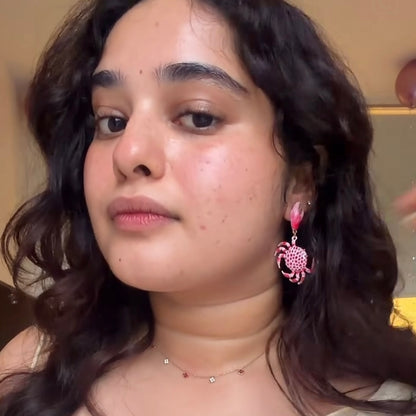 Coral Crab Statement Earrings