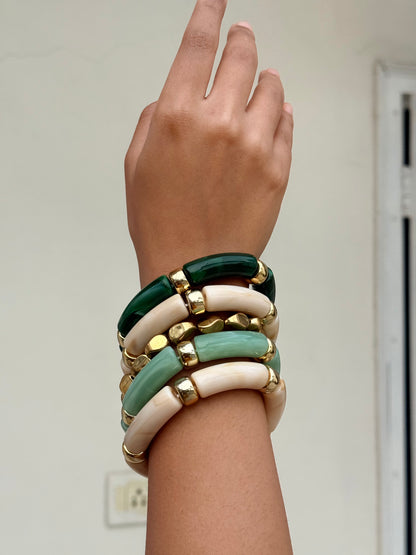 Rebel Kid Stack of 4 Retro Acrylic Bracelets + 1 Complimentary Gold-Tone Bracelet